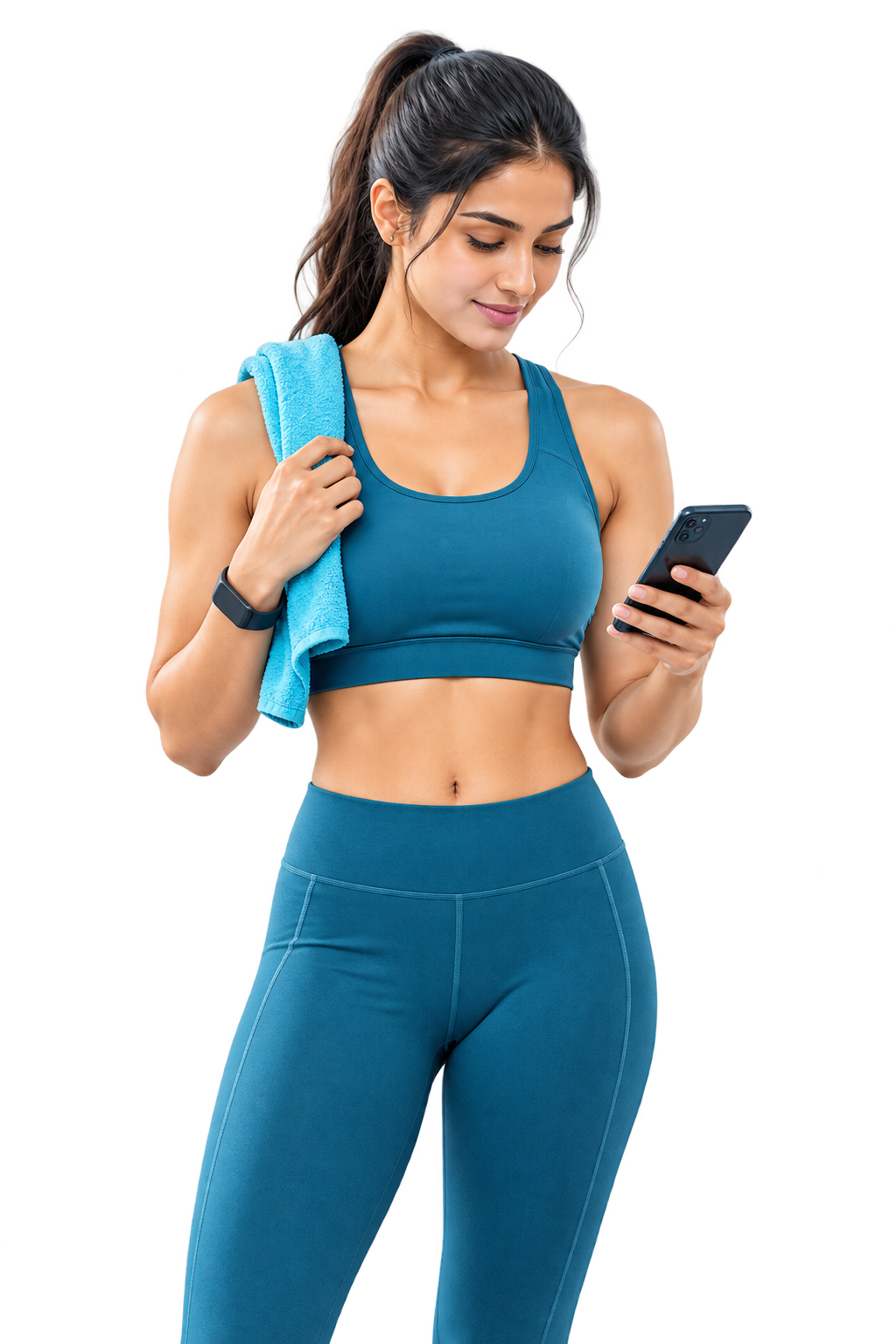 Woman checking her fitness progress